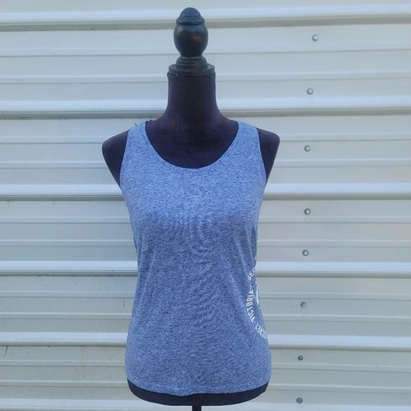 Victoria's Secret Blue Tank Top Womens Racerback Angel Flax Linen Poly Blend S - Picture 1 of 9